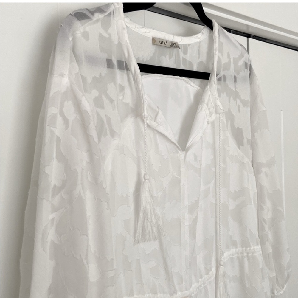 DEX- Sheer Floral Empire Waisted Dress - Picture 2 of 4